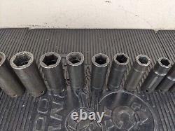 #bg015 Snap-on Tools 1/2 Drive 6 Point Deep Power Socket Set SAE