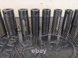 #bg015 Snap-on Tools 1/2 Drive 6 Point Deep Power Socket Set SAE