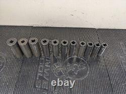 #bg015 Snap-on Tools 1/2 Drive 6 Point Deep Power Socket Set SAE