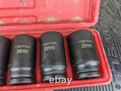 #bg089 TEKTON 3/4 Drive Deep 6-Point Axle Nut Impact Socket 8-Piece 27mm 38mm