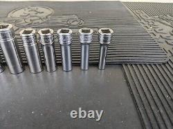 #bg198 Snap on 211SFY 3/8 drive 12 Point Deep socket set SAE Inch