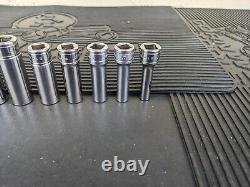 #bg198 Snap on 211SFY 3/8 drive 12 Point Deep socket set SAE Inch