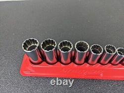 #bi386 Snap on Tools 211SFY 3/8 Drive 12 Point Deep Socket Set 1/4 to 7/8 SAE