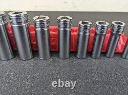 #bi386 Snap on Tools 211SFY 3/8 Drive 12 Point Deep Socket Set 1/4 to 7/8 SAE