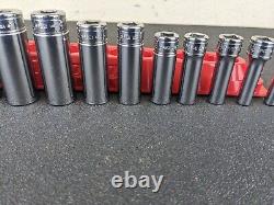 #bi386 Snap on Tools 211SFY 3/8 Drive 12 Point Deep Socket Set 1/4 to 7/8 SAE