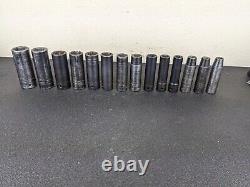 #bj204 Snap On 315SIMMYA 1/2 Drive 6 Point Deep Impact Socket Set 10-22,24mm