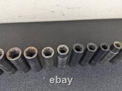 #bj204 Snap On 315SIMMYA 1/2 Drive 6 Point Deep Impact Socket Set 10-22,24mm