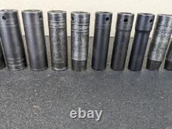 #bj204 Snap On 315SIMMYA 1/2 Drive 6 Point Deep Impact Socket Set 10-22,24mm