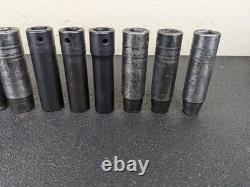 #bj204 Snap On 315SIMMYA 1/2 Drive 6 Point Deep Impact Socket Set 10-22,24mm
