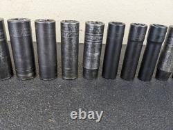 #bj204 Snap On 315SIMMYA 1/2 Drive 6 Point Deep Impact Socket Set 10-22,24mm