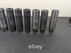 #bj204 Snap On 315SIMMYA 1/2 Drive 6 Point Deep Impact Socket Set 10-22,24mm