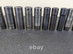 #bj204 Snap On 315SIMMYA 1/2 Drive 6 Point Deep Impact Socket Set 10-22,24mm
