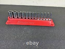 #bj233 Snap On Tools 113YSTMY 1/4 Drive SAE 6 Point Deep Socket Set 1/8 5/8