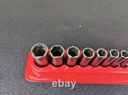 #bj233 Snap On Tools 113YSTMY 1/4 Drive SAE 6 Point Deep Socket Set 1/8 5/8