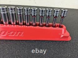 #bj233 Snap On Tools 113YSTMY 1/4 Drive SAE 6 Point Deep Socket Set 1/8 5/8