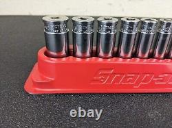 #bj233 Snap On Tools 113YSTMY 1/4 Drive SAE 6 Point Deep Socket Set 1/8 5/8