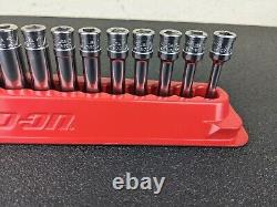 #bj233 Snap On Tools 113YSTMY 1/4 Drive SAE 6 Point Deep Socket Set 1/8 5/8