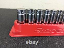 #bj233 Snap On Tools 113YSTMY 1/4 Drive SAE 6 Point Deep Socket Set 1/8 5/8