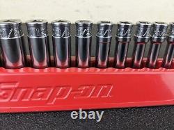 #bj233 Snap On Tools 113YSTMY 1/4 Drive SAE 6 Point Deep Socket Set 1/8 5/8