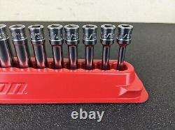 #bj233 Snap On Tools 113YSTMY 1/4 Drive SAE 6 Point Deep Socket Set 1/8 5/8